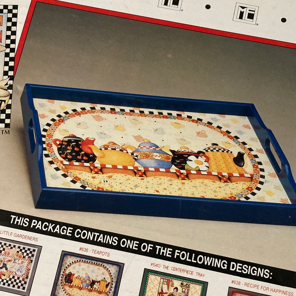 Mary Engelbreit serving tray with colorful teapots. - Picture 8 of 8